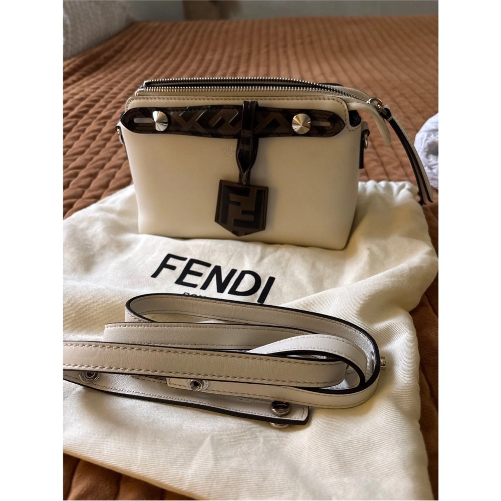 Fendi By The Way Zucca White and Brown Crossbody Bag Satchel
